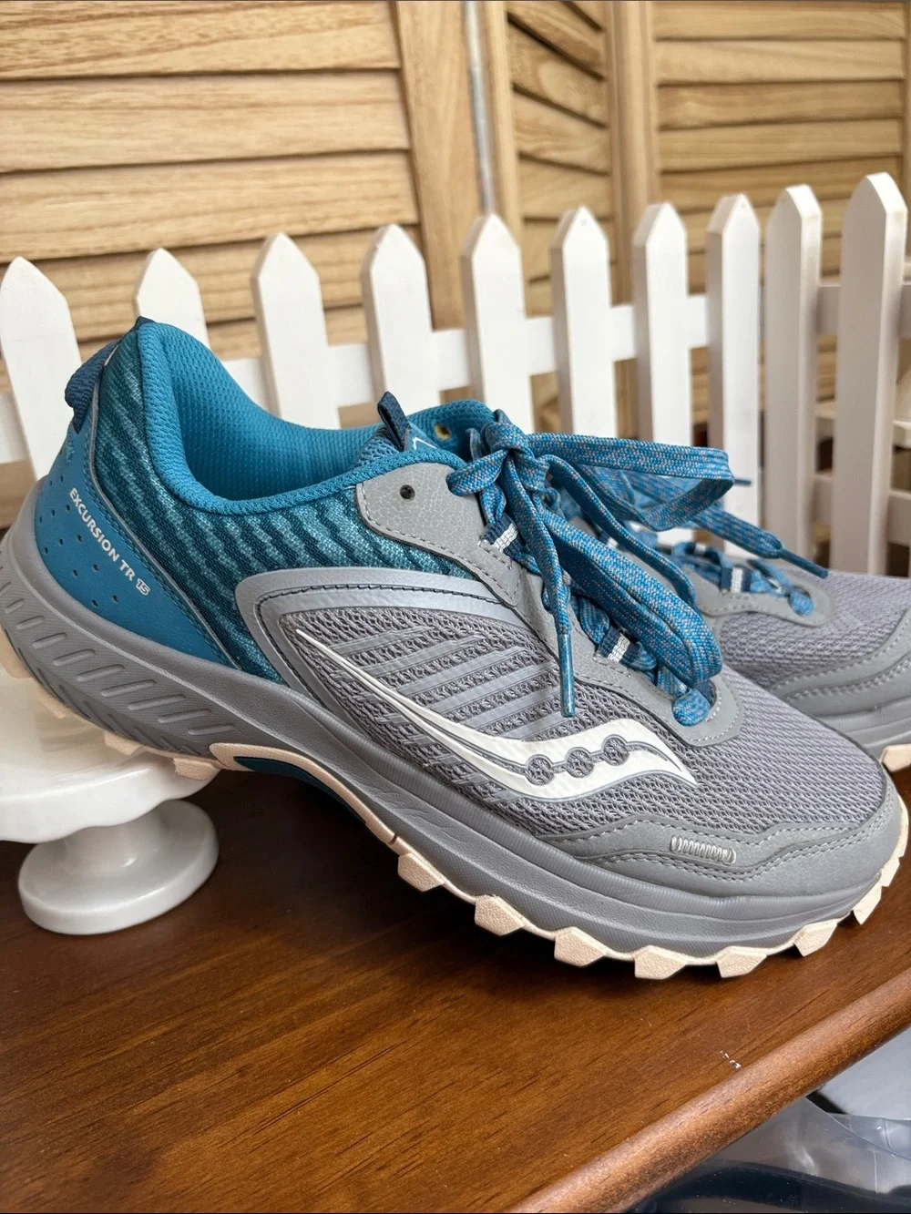 Saucony 8 Wide Excursion TR15 Alloy Topaz Trail Running Shoes Sneakers
